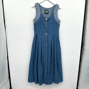Vintage Hammerschmid Denim Dress Size D 40 USA S M Prairie‎ Folkcore Heritage